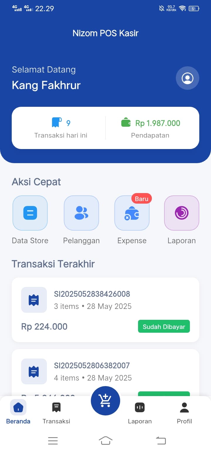 Nizom POS Kasir — Mobile App